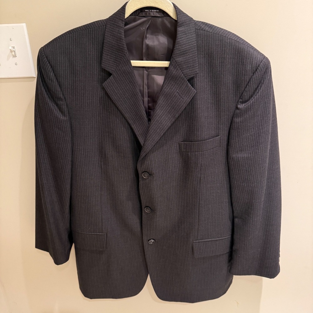 Paulos Lari Wool Pinstripe‎ Blazer Business Suit Jacket Career Formal 45 Regular